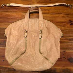 Large Beige OrYANY Hobo Bag: 17”x17.5”